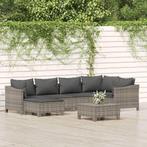 vidaXL 7-delige Loungeset met kussens poly rattan grijs, Tuin en Terras, Verzenden, Nieuw, Rotan, Loungeset