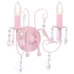 Wandlamp met kralen 2 x E14 roze (Lampen, Interieur), Nieuw, Verzenden