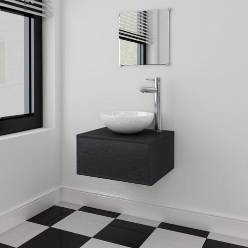 vidaXL Badkamermeubelset met wasbak zwart 3-delig, Huis en Inrichting, Badkamer | Badkamermeubels, Nieuw, Verzenden