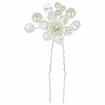 Haarspeld haarpin - Bloem parels facet kralen - Wit, Nieuw