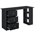 Bureau Lemberg met 3 lades en vakken 120x49x72 cm zwart, Huis en Inrichting, Bureaus, Verzenden, Nieuw