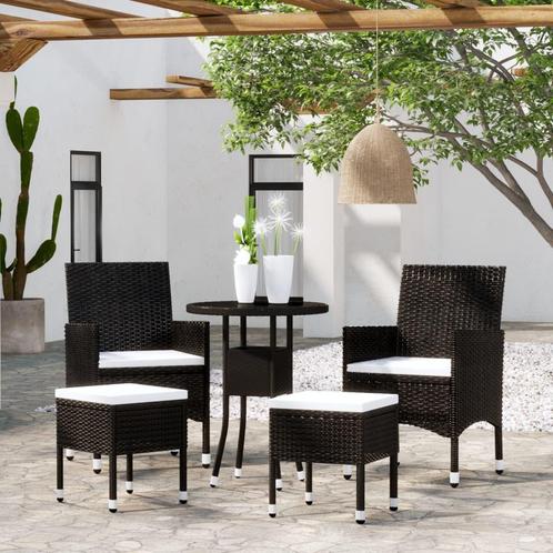 vidaXL 5-delige Loungeset poly rattan zwart, Tuin en Terras, Tuinsets en Loungesets, Loungeset, Nieuw, Rotan, Verzenden