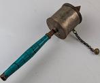 Gebedsmolen of gebedswiel - tin/zilver?/ hout / turquase -, Antiek en Kunst