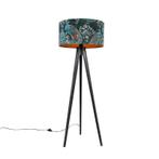 Vloerlamp tripod zwart met kap pauw 50 cm - Tripod Classic, Verzenden, Nieuw, Hout, Modern