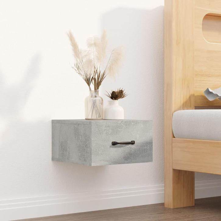 vidaXL Nachtkastje wandgemonteerd 35x35x20 cm betongrijs, Huis en Inrichting, Slaapkamer | Nachtkastjes, Nieuw, Minder dan 45 cm