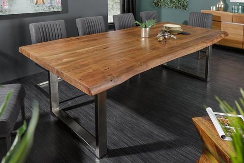 Massief houten eettafel MAMMUT NATURE 200cm acaciaboom rand, Huis en Inrichting, Tafels | Eettafels, Ophalen of Verzenden