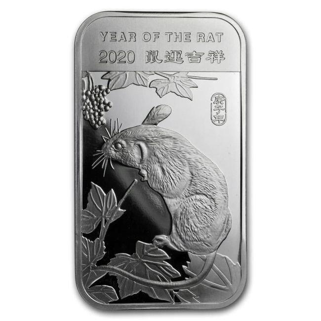 1 Troy Ounce - Zilver .999 - 2020 1 oz APMEX Lunar Year of, Postzegels en Munten, Edelmetalen en Baren