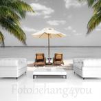 Strand fotobehang ligstoelen, Huis en Inrichting, Stoffering | Behang, Strand, relax, zon, vakantie, Verzenden