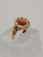 Ring - 18 karaat Geel goud Koraal, Sieraden, Tassen en Uiterlijk, Ringen, Nieuw