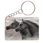 Sleutelhanger 6x4cm - Paarden in Galop Illustratie NIEUW, Verzamelen, Sleutelhangers, Ophalen of Verzenden, Nieuw