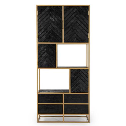 Vakkenkast Mangohout Fingula 90 cm, Huis en Inrichting, Kasten | Boekenkasten, 25 tot 50 cm, Nieuw, Overige houtsoorten, 200 cm of meer