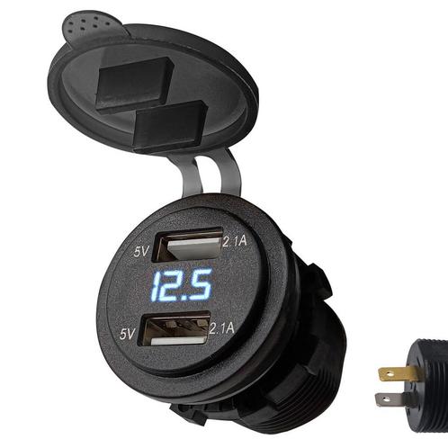 ProRide 12V USB Autolader 2 Poorten Inbouw met Voltmeter -, Doe-het-zelf en Verbouw, Elektra en Kabels, Nieuw, Verzenden