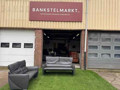 Bankstel JORI JR-3250 Angel grijs leren bank 3+2 zits, Huis en Inrichting, Banken | Bankstellen, Zo goed als nieuw, Hout, Leer