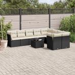 vidaXL 10-delige Loungeset met kussens poly rattan zwart, Tuin en Terras, Tuinsets en Loungesets, Verzenden, Nieuw, Loungeset