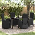 vidaXL Tuin Eetset 5 pcs Zwart poly rattan, Tuin en Terras, Verzenden, Nieuw, Rotan