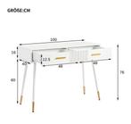 Moderne Kaptafel met 2 Lades en Metalen Poten – Wit, Verzenden, Nieuw