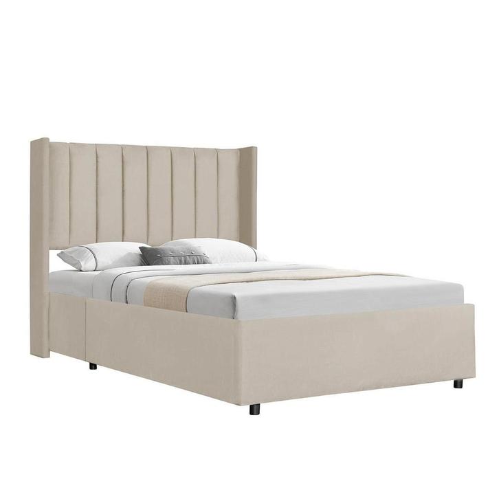 Gestoffeerd bed Savona - 200 x 140 cm - Beige - Incl. Bedlad, Huis en Inrichting, Slaapkamer | Bedden, Nieuw, Verzenden