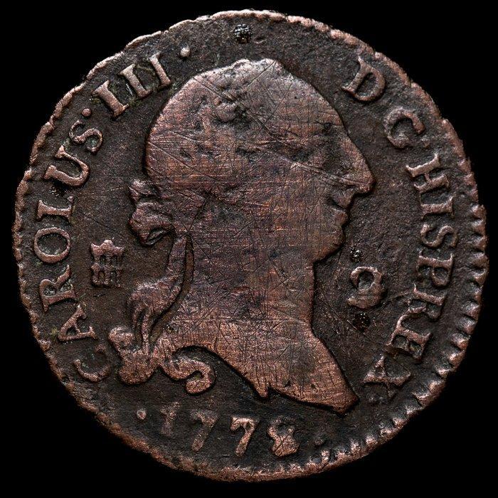 Spanje. Carlos III. 2 Maravedís 1778 - Segovia (Zonder, Postzegels en Munten, Munten | Europa | Niet-Euromunten