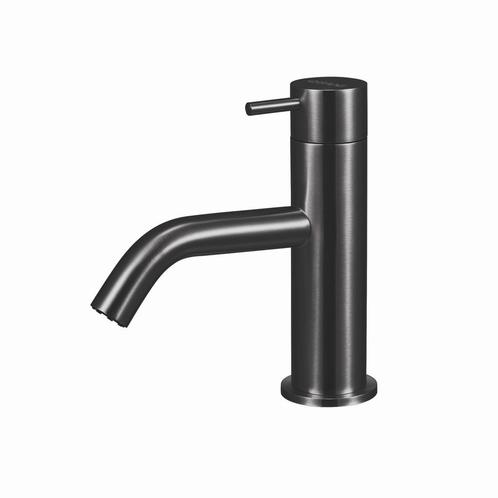Wastafelkraan Qisani Flow Laag Geborsteld Gun Metal, Doe-het-zelf en Verbouw, Sanitair, Kraan, Nieuw, Ophalen of Verzenden