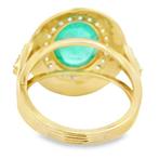 Ring - 14 karaat Geel goud - 5.37ct. tw. Smaragd - Diamant -, Sieraden, Tassen en Uiterlijk, Ringen, Nieuw