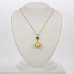 Zonder minimumprijs - Hanger - 14 karaat Geel goud Smaragd -