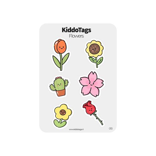 KiddoTags - Sticker Sheet 013 - Flowers, Hobby en Vrije tijd, Stickers en Plaatjes, Sticker, Nieuw