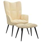 Relaxstoel & Voetenbank | Retourdeal | Luxe voor Weinig!, Huis en Inrichting, Stoelen, Ophalen of Verzenden, Nieuw, Wit, Modern