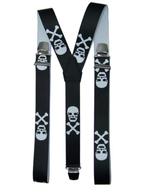 Doodshoofd (wit) Bretels met extra sterke clips, Kleding | Heren, Riemen en Ceinturen, Verzenden, Nieuw