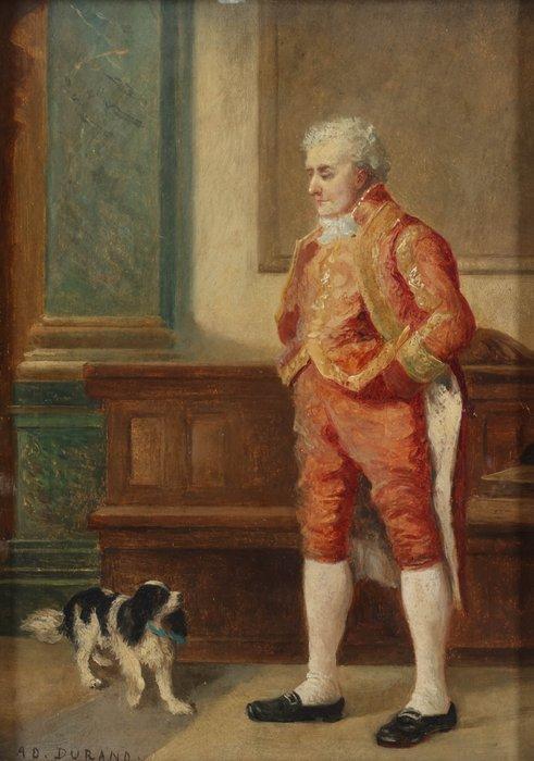 A. Durand (XX) - Een heer en zijn hond, Antiek en Kunst, Kunst | Schilderijen | Klassiek