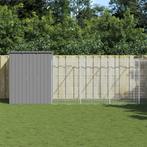 vidaXL Hondenhok met ren 165x1271x181 cm staal lichtgrijs, Dieren en Toebehoren, Hondenhokken, Verzenden, Nieuw