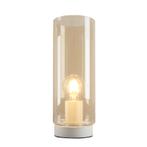 Witte glazen design tafellamp Mavis, Amber koker