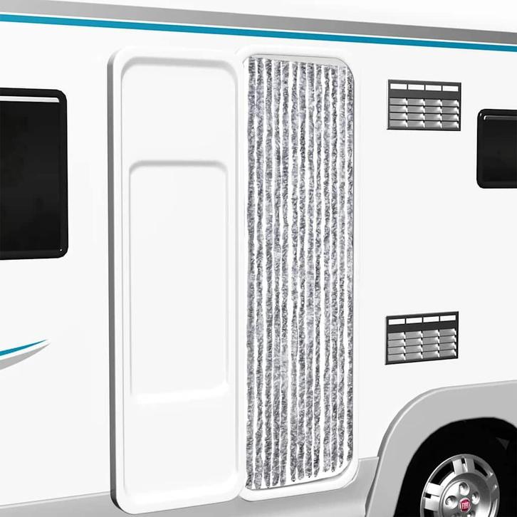 vidaXL Vliegengordijn 56x200 cm chenille wit en grijs, Huis en Inrichting, Stoffering | Gordijnen en Lamellen, Grijs, Nieuw, Verzenden