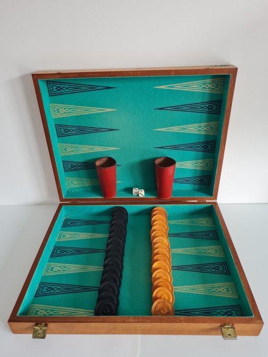 Spel - Backgammon in mooie houten koffer - Thissen, Antiek en Kunst, Antiek | Overige Antiek