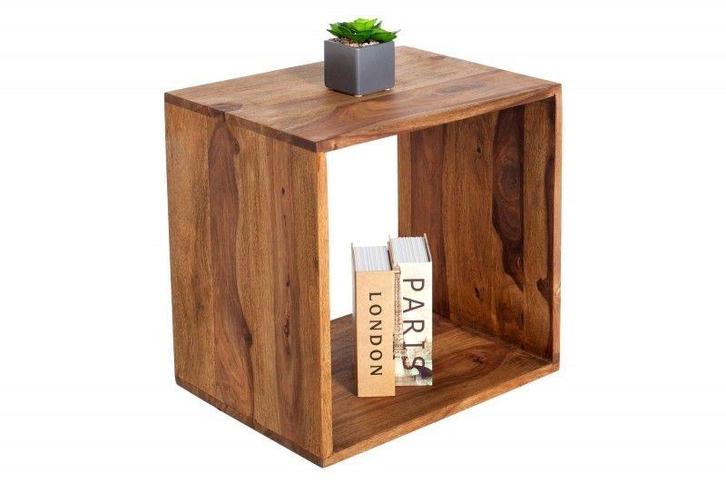 Handgemaakte bijzettafel MAKASSAR 45cm Plank met sheesham, Huis en Inrichting, Tafels | Sidetables, Ophalen of Verzenden