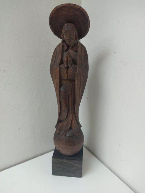 Snijwerk, betende Madonna mit Heiligenschein - Holzfigur -, Antiek en Kunst, Antiek | Boeken en Bijbels