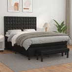 vidaXL Boxspring met matras kunstleer zwart 140x200 cm, Overige materialen, Verzenden, Zwart, 140 cm
