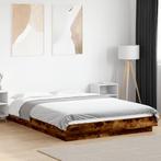 vidaXL Bedframe met LED-verlichting gerookt eikenkleurig, Bruin, Verzenden, Nieuw, 190 cm of minder