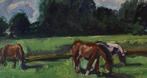 Bert Osinga (1953) - Drie paarden in weiland, Antiek en Kunst, Kunst | Schilderijen | Klassiek