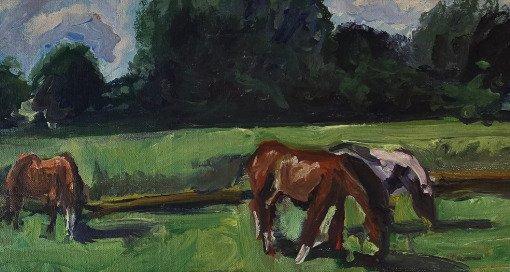 Bert Osinga (1953) - Drie paarden in weiland, Antiek en Kunst, Kunst | Schilderijen | Klassiek