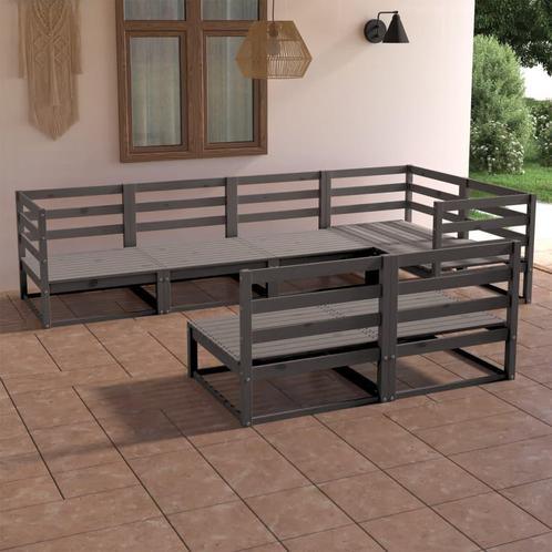 vidaXL 7-delige Loungeset massief grenenhout grijs, Tuin en Terras, Tuinsets en Loungesets, Loungeset, Nieuw, Verzenden
