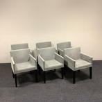 complete set van 6 x eetkamer fauteuil, grijs - bruin, Huis en Inrichting, Ophalen of Verzenden, Gebruikt, Stof