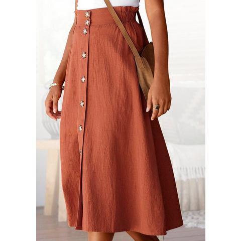 Lascana Zomerrok halflange rok van mix van linnen met, Kleding | Dames, Rokken, Nieuw, Verzenden