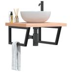 vidaXL Badkamer wandschap staal en massief beukenhout, Verzenden, Nieuw