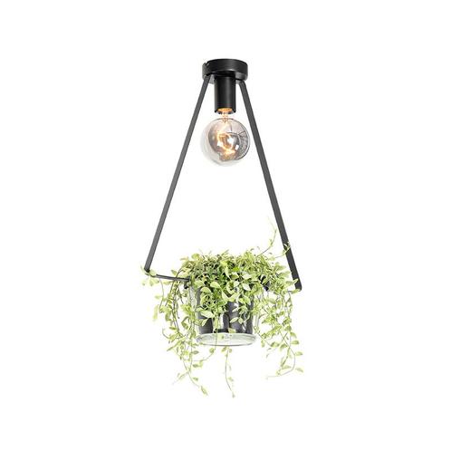Moderne plafondlamp zwart met glas driehoek - Roslini, Huis en Inrichting, Lampen | Plafondlampen, Nieuw, Overige materialen