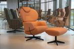 Riva RV-1023 De Toekomst relaxfauteuil leer/stof + hokker, Huis en Inrichting, Fauteuils, Ophalen of Verzenden, Nieuw, Leer