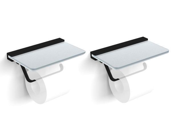 Veiling - 2x Beaux closetrolhouder met glazen planchet Ulis, Doe-het-zelf en Verbouw, Sanitair