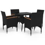 vidaXL 5-delige Tuinset poly rattan en acaciahout zwart, Tuin en Terras, 4 zitplaatsen, Nieuw, Tuinset, Verzenden