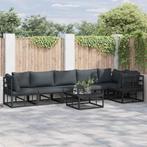 vidaXL Tuin Sofa Set met kussen 7 pcs Zwart Aluminium, Verzenden, Nieuw, Aluminium