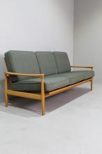 Vintage bank Erik Wørts IKEA eiken, groen, Huis en Inrichting, Banken | Bankstellen, Hout, Gebruikt, Mid century, 150 tot 200 cm