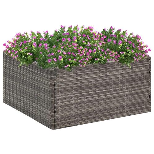 vidaXL Plantenbak 80x80x40 cm poly rattan grijs, Tuin en Terras, Bloembakken en Plantenbakken, 60 tot 100 cm, Nieuw, Kunststof